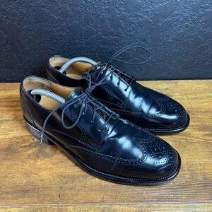 Bostonian First Flex Mens 9.5M Black Leather Wingtip Brogue Oxford Shoes 25080